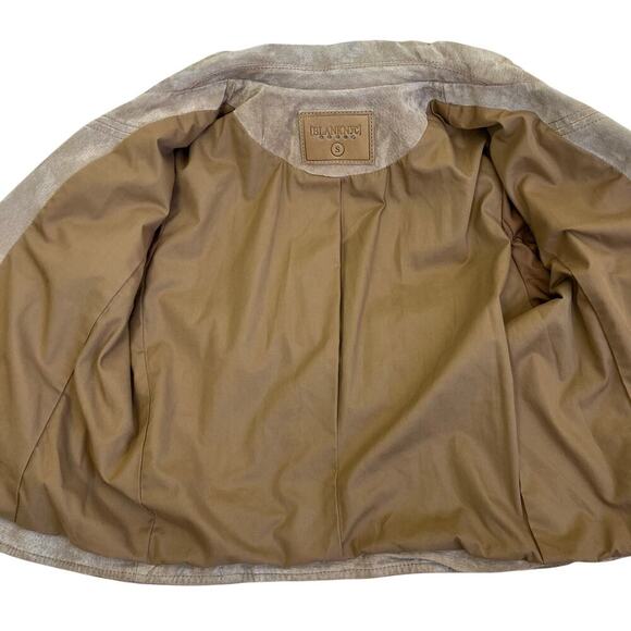 Blank NYC SL8 Genuine Suede Moto Jacket in Tan Sz S Cropped Lined Zip Closure - Picture 9 of 16